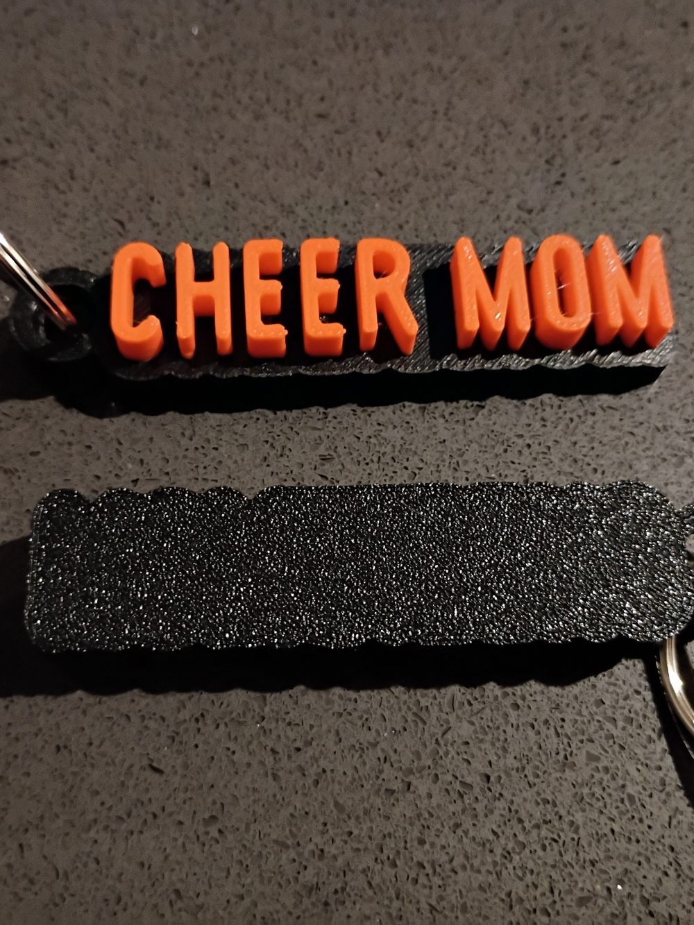 Cheer Mom Black and Orange Keychain